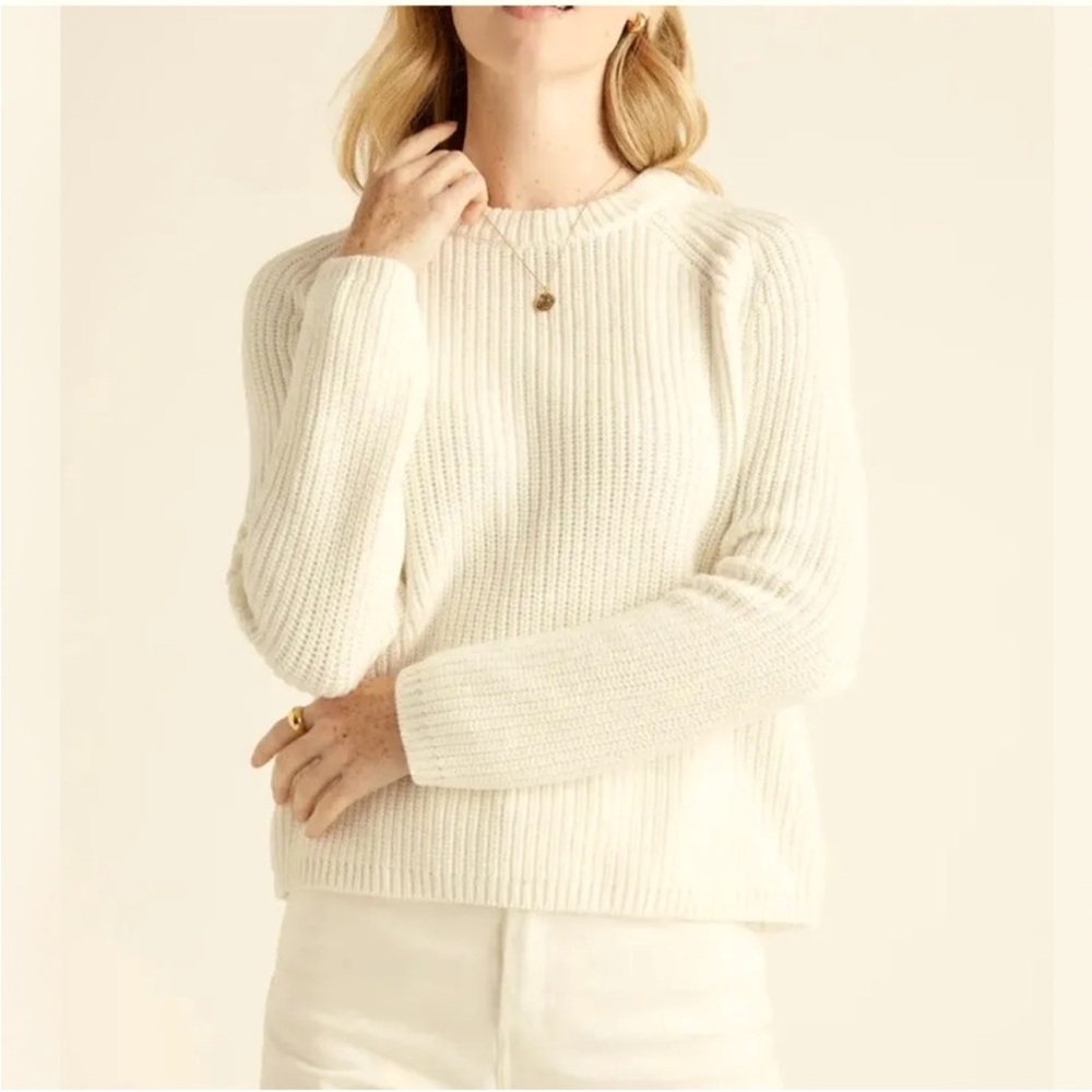 Quince Fisherman Organic Cotton White Sweater - Size M